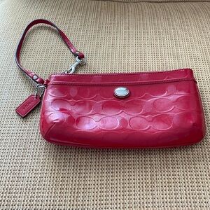 COACH Round Pattern Red Clutch